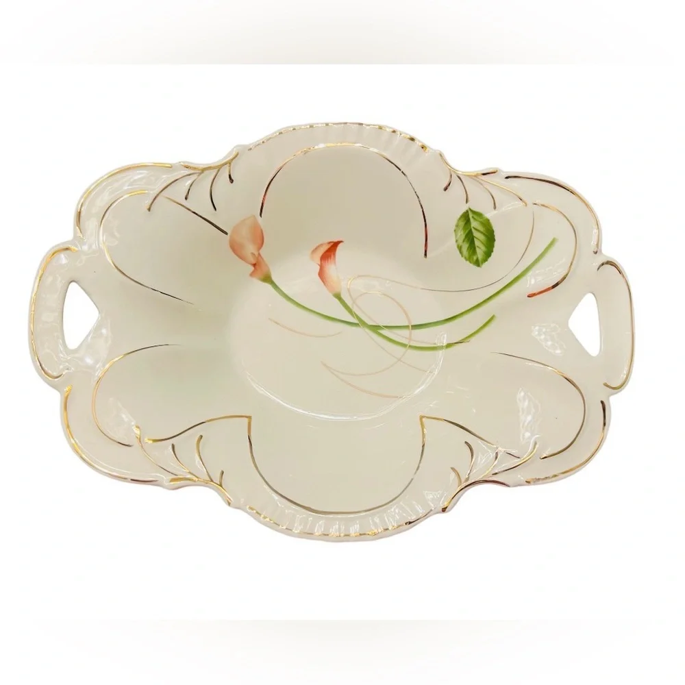 Santino Collection Italian Porcelain Floral Handled Bowl – Calla Lily Design